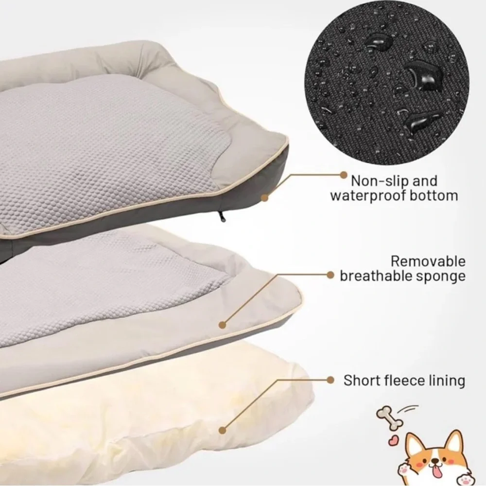 New Open Box Orthopedic Crate Dog Bed - Waterproof PU Dual-Surface Pet Bed,Small